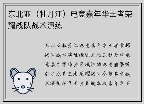 东北亚（牡丹江）电竞嘉年华王者荣耀战队战术演练